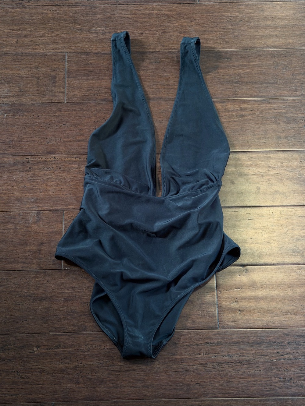 aerie Black Deep V One-Piece Swimsuit